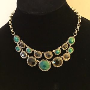 Double strand green and brown stone necklace